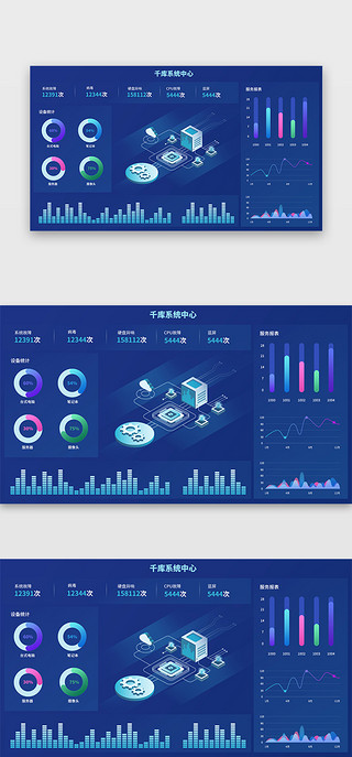 科技感数据UI设计素材_蓝色渐变科技感后台系统数据可视化