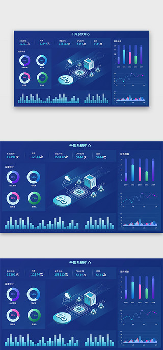 科技感数据后台UI设计素材_蓝色渐变科技感后台系统数据可视化