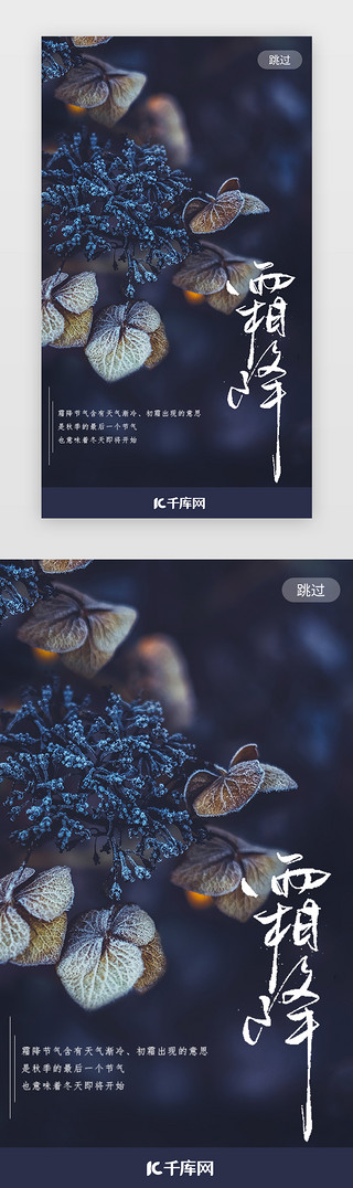 霜降UI设计素材_二十四节气霜降闪屏海报启动页启动页引导页