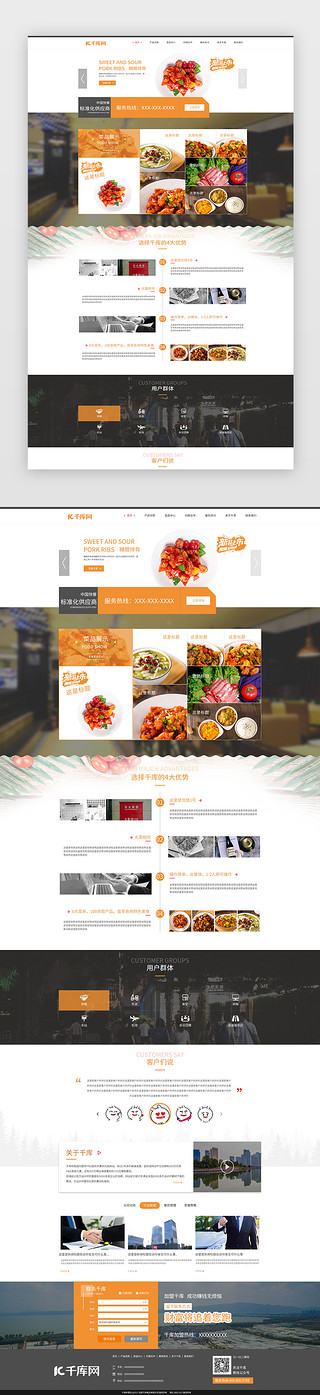天津小吃UI设计素材_红色简约大气美食餐饮企业官网首页