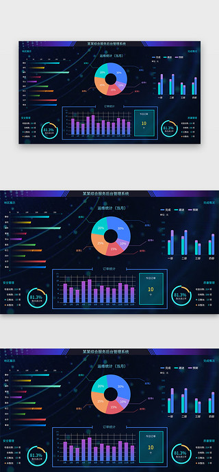 数据可视化系统大UI设计素材_深蓝色简约大气综合服务后台管理系统大数据