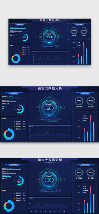 销售员UI设计素材_深蓝色简约大气销售大数据分析页面