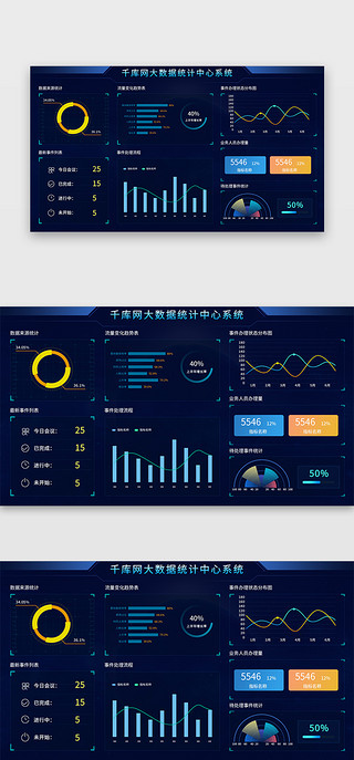 蓝色简约大气大数据统计中心系统