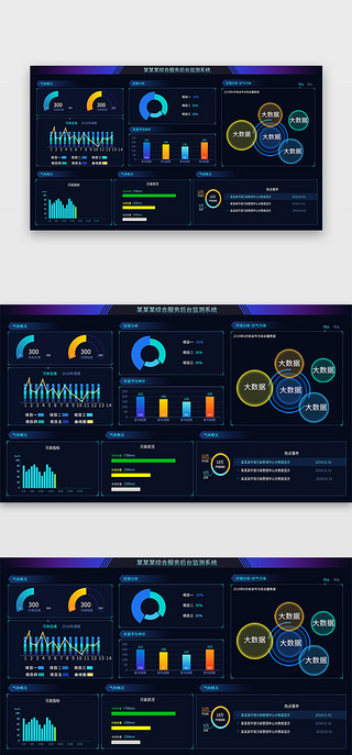 深蓝色大数据可视化UI设计素材_深蓝色简约大气综合服务平台大数据中心