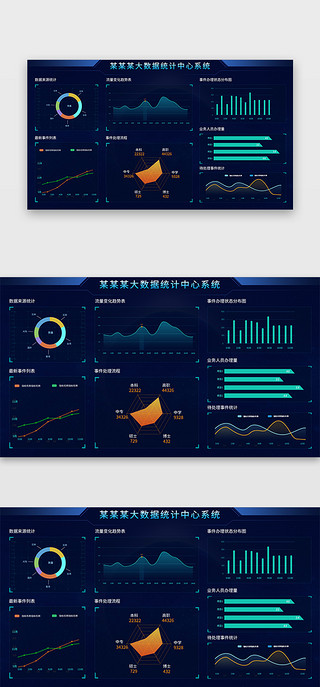 可视化大数据中心UI设计素材_深蓝色简约大气大数据统计中心