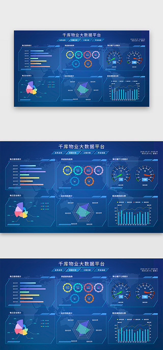 深蓝色简约大气物业大数据平台页面