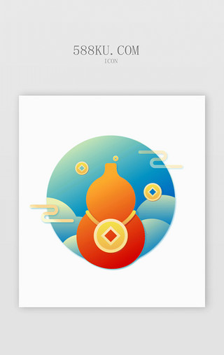 葫芦挂件UI设计素材_多色鼠年新年春节喜庆元素图标icon动效