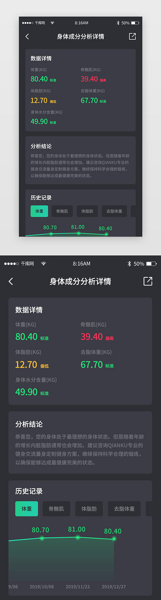 app黑色简约UI设计素材_黑色简约运动健身app详情页