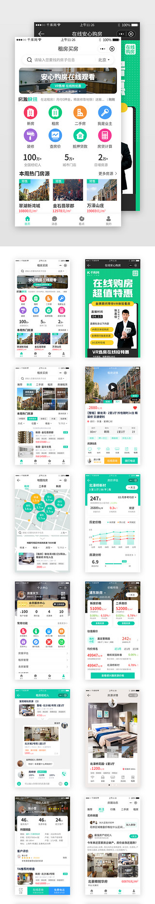 小程序微信UI设计素材_租房买房小程序套图