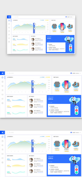 商务图表UI设计素材_PC端电商浅色后台数据展示
