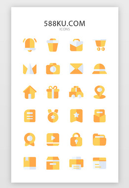黄色系面型手机app矢量图标icon