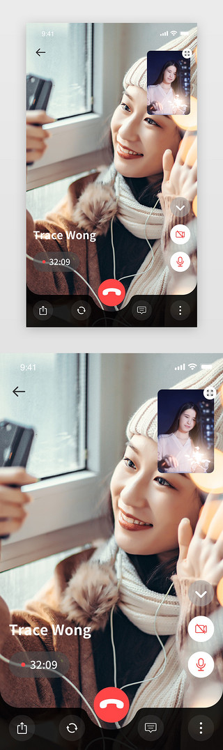 可爱头像对话框UI设计素材_会话框app页面扁平红色系会话框