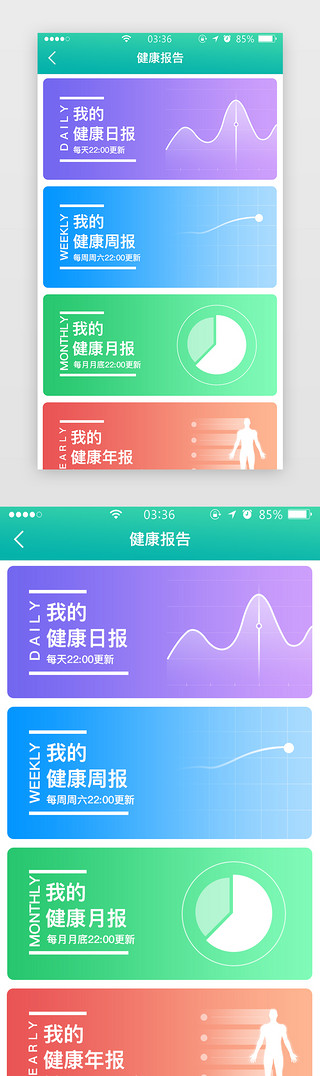 报告述职UI设计素材_健康报告APP科技感绿色数据