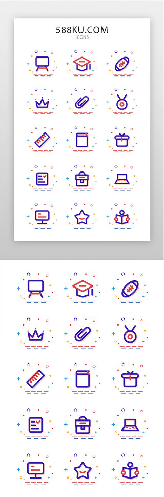 教育学习iconUI设计素材_教育icon线性多色教育学习