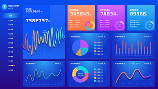 科幻战场UI设计素材_智慧智能蓝色酷炫扁平可视化数据