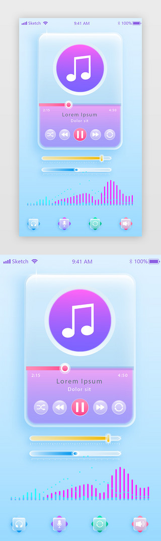 渐科技UI设计素材_歌曲、音乐APP简约渐变色歌曲、音乐