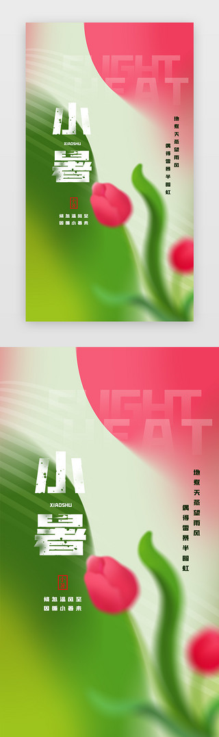 花UI设计素材_小暑启动页弥散风绿色花