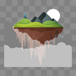 卡通云里雾里的岛屿矢量素材