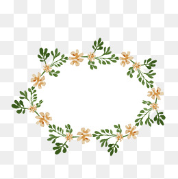 矢量卡通扁平化白色花朵植物花卉边框