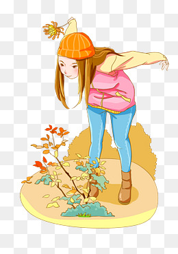 采花的肥猫png免费下载