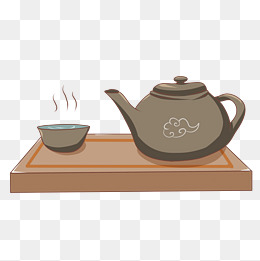 古风休闲主题茶壶手绘插画