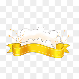 黄色喜庆彩带手绘插画