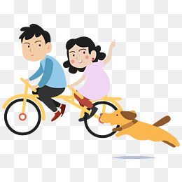 骑单车遛狗的人免抠图
