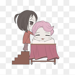 美容卡通手绘spa按摩免扣png