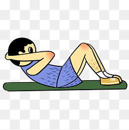 手绘矢量卡通免抠秋季运动会仰卧起坐比赛