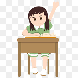 手绘矢量开学季卡通学生上课举手发言