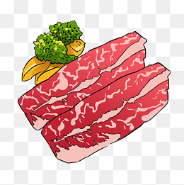 手绘牛肉肉类插画