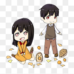 秋季男生女生可爱卡通形象插画