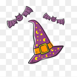 万圣节手绘巫师帽装饰免扣素材