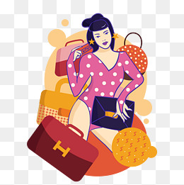 卡通插画风玩滑板的女人