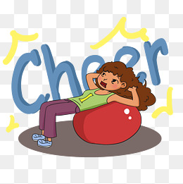 手绘卡通健身弹力球运动