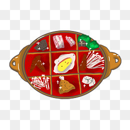 卡通手绘九宫格火锅插画