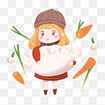 卡通二十四节气之冬至饺子团圆海报