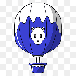 手绘卡通深蓝色热气球