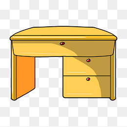 黄色的书桌手绘插画