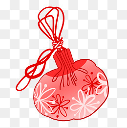 手绘粉色的香囊插画