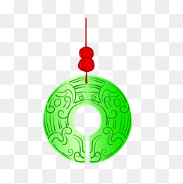 古风花纹玉佩挂件插画