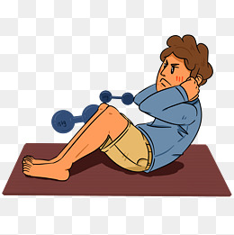 手绘健身仰卧起坐插画