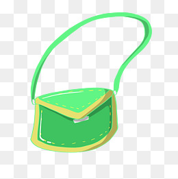 手绘绿色斜挎包插画