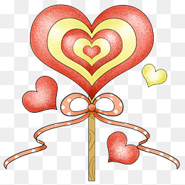 手绘蝴蝶结爱心糖插画