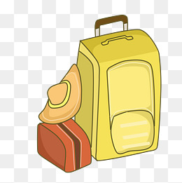 黄色卡通行李箱插画