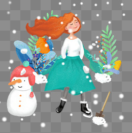 下雪场景梦幻童话风女孩