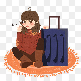 春节人物和礼袋插画