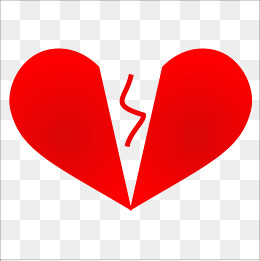 水彩红色破裂爱心