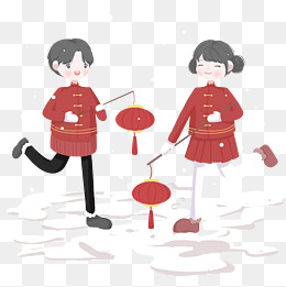 新年情侣提灯笼图素材图片免费下载_高清psd_千库网