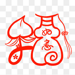 卡通手绘红色云朵福字